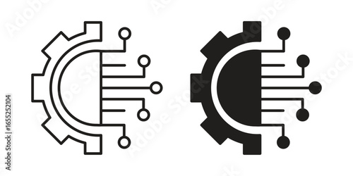 Gear Icons with Circuit Board Design, Isolated on White Background