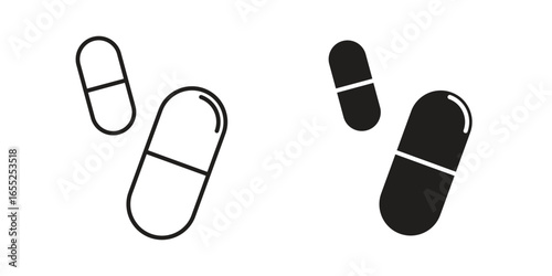 Capsule Icons in Scattered Arrangement Isolated on White Background