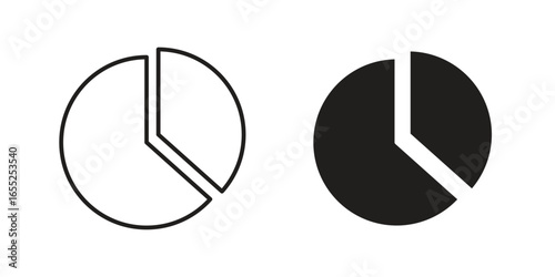 Pie Chart Icons in Two Styles Isolated on White Background