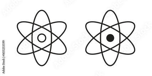 Atom Icons in Line Art Style Isolated on White Background