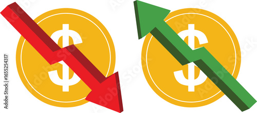 Stock market finance investment money growth profit loss arrow coin currency economy financial business chart silhouette