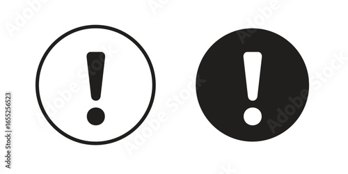 Exclamation Mark Icons in Circle, Isolated on White Background