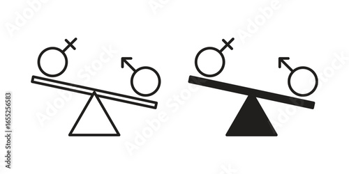 Gender Symbols on Seesaw, Isolated on White Background
