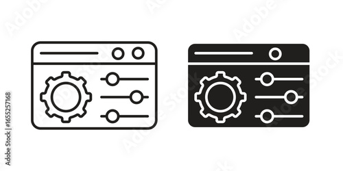 Settings Icons in Webpage Design with White Background