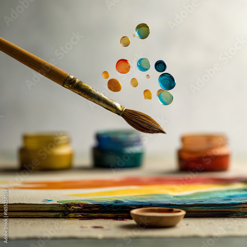 Dynamic Paintbrush with Colorful Ink Droplets