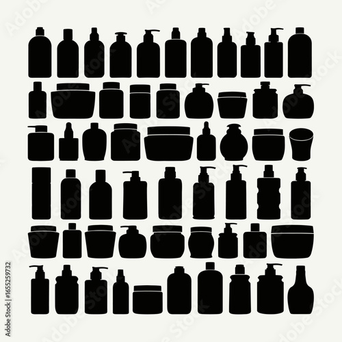 Collection of Skincare and Cosmetic Product Containers for Beauty and Personal Care Routines