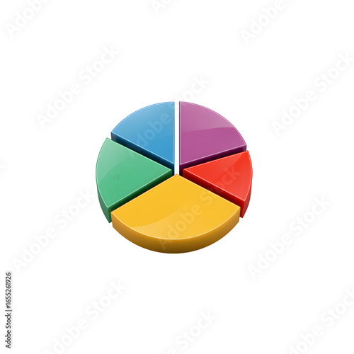 Free Download Colorful 3D Pie Chart Icon PNG – Data Visualization & Infographic Design – Isolated on Transparent Background PNG - GFXLoad