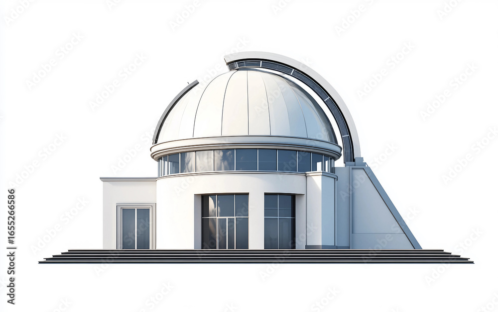 Fototapeta premium Observatory building with rotating telescope showcasing modern astronomical architecture and design isolated on white background PNG