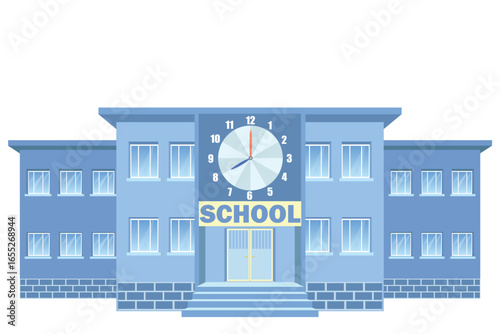modern school building in blue tones