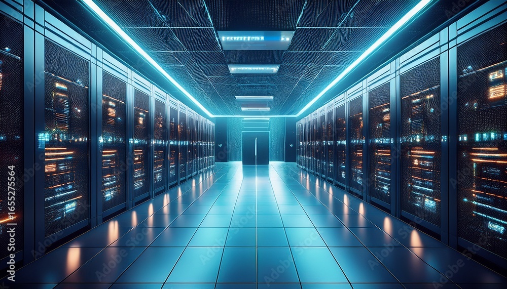 Fototapeta premium a modern data center filled generative ai