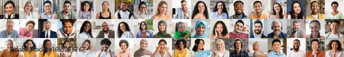Valokuva A vibrant collage showcases a diverse ensemble of individuals smiling and expressing joy in a shared moment