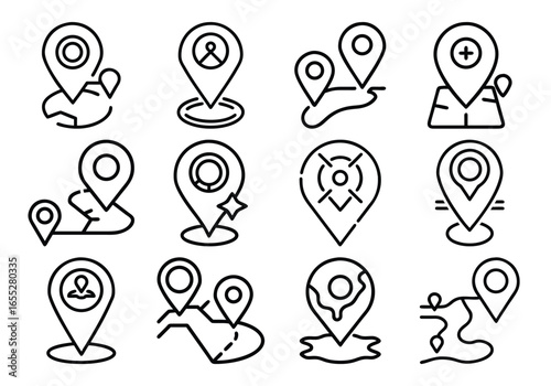Vector art of collection of location map pin pointer icons