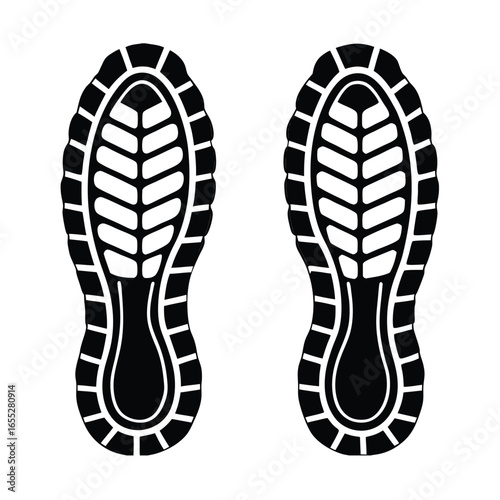 Boot, shoe print Patterns Vector.  Muddy boot prints. Shoe prints Isolated on white background.