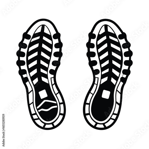Boot, shoe print Patterns Vector.  Muddy boot prints. Shoe prints Isolated on white background.