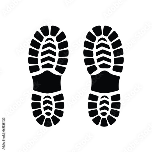 Boot, shoe print Patterns Vector.  Muddy boot prints. Shoe prints Isolated on white background.
