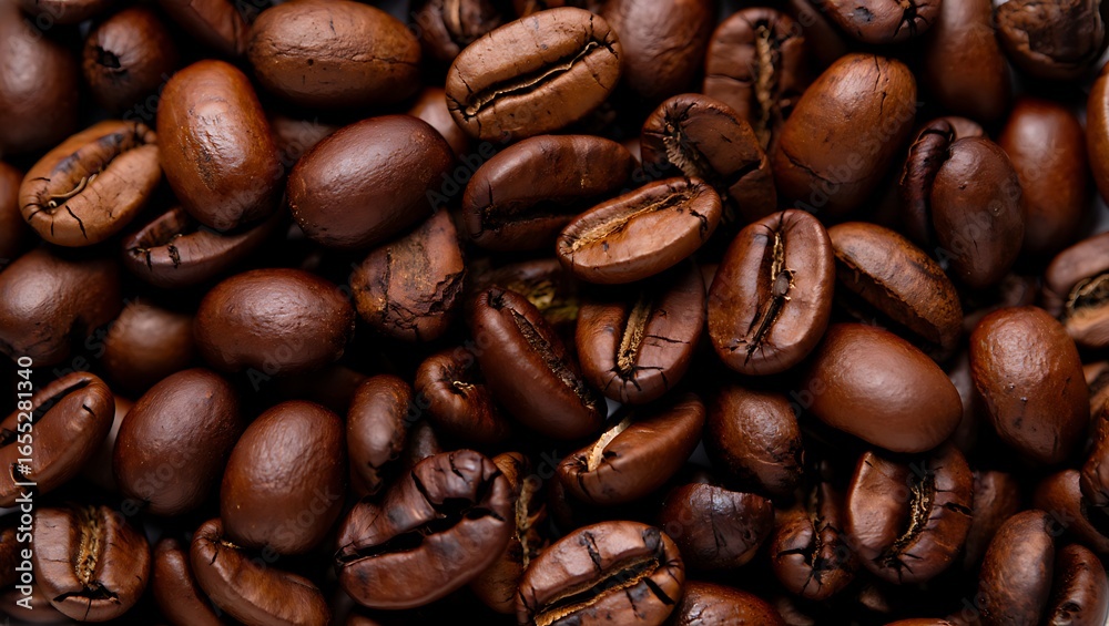 Fototapeta premium Close-up Macro Shot of Dark Roasted Coffee Beans