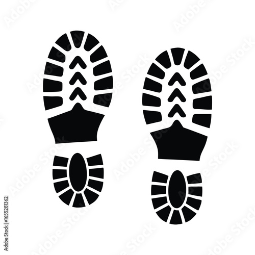 Boot, shoe print Patterns Vector.  Muddy boot prints. Shoe prints Isolated on white background.