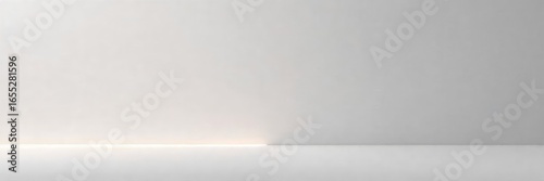 A crisp, clean white line drawn on a smooth, neutral surface, representing minimalist border design Perfect for concepts of simplicity, division, and clean aesthetics , white, plane, smooth