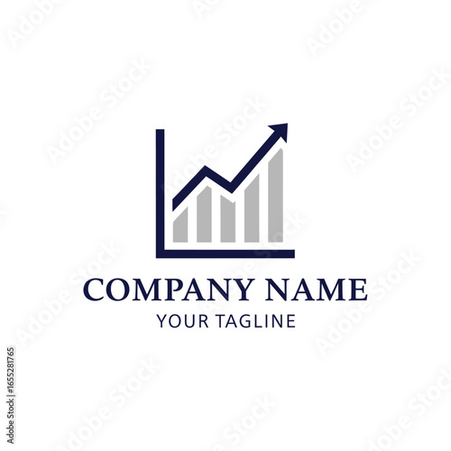 A modern, minimalist logo featuring a rising bar graph with an upward-trending arrow, symbolizing growth and financial success.
