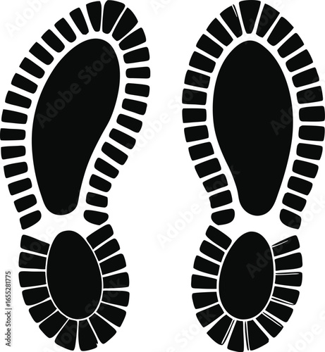 Boot, shoe print Patterns Vector.  Muddy boot prints. Shoe prints Isolated on white background.