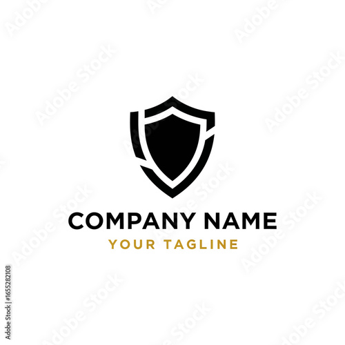 Free Download Modern shield logo design, featuring a stylized black shield shape, suitable for a company identity. - GFXLoad