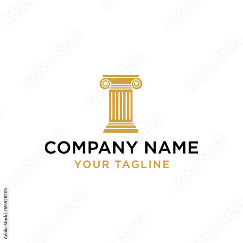 A classic logo design featuring a single golden Ionic column, symbolizing law and authority, with placeholder text.