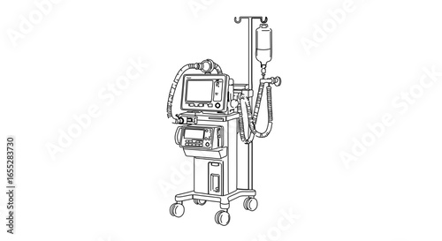 Object medical ventilator machine for hospital intensive care unit respiratory support therapy equipment device vector