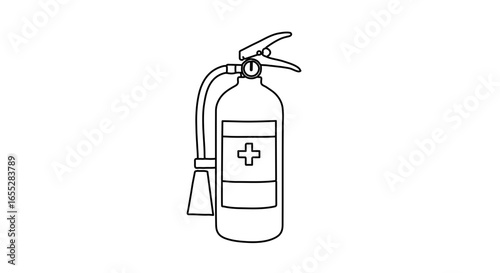 Object fire extinguisher safety equipment outline drawing for fire protection and emergency preparedness guide lines vector