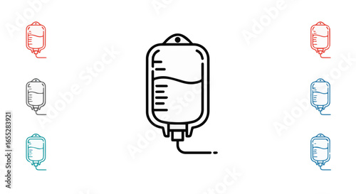 Object iv drip illustration vector design for medical treatment and healthcare concept with saline solution bag vector