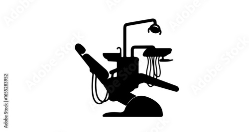 Object dental chair equipment silhouette for dentist office illustration and dental clinic treatment concept design vector