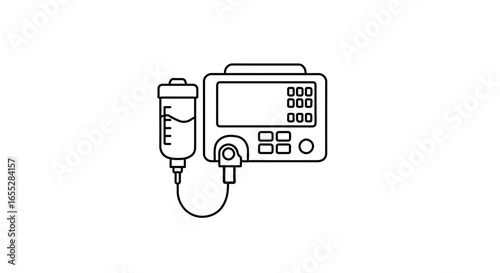 Object illustration of medical iv infusion pump device for intravenous therapy and fluid delivery system use in hospitals vector