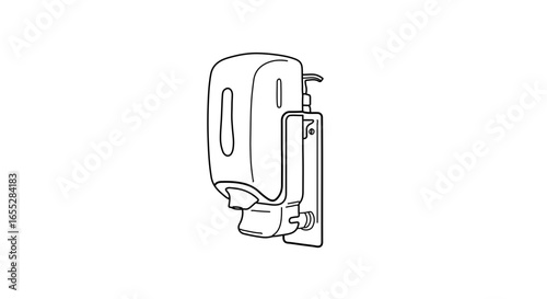 Object wall mounted soap dispenser for bathroom or kitchen hand hygiene and cleaning product outline vector drawing vector