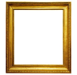 Gold antique frame for design and decoration, gilded wood vintage or retro frame with transparent background, png image