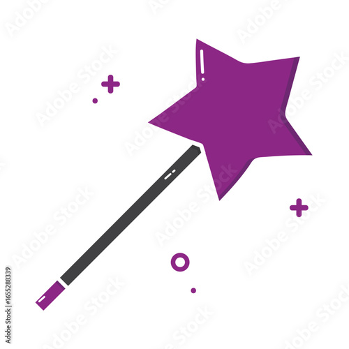 Enchanted Wand: A captivating illustration showcases a mystical magic wand with a vibrant star-shaped tip, symbolizing wonder, enchantment, and the limitless possibilities of fantasy.