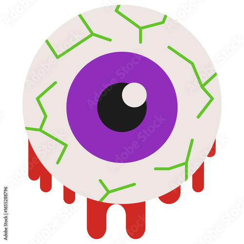 Eerie Eyeball: A single, illustrated eyeball exudes a spooky atmosphere with a chilling aesthetic, perfect for adding a touch of horror and intrigue.