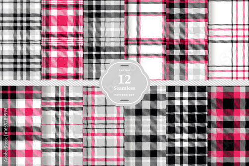 Black, Silver and White seamless pattern set of 12