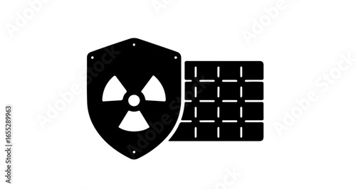 Object radiation protection shield icon for nuclear safety and security against radioactive materials and energy vector