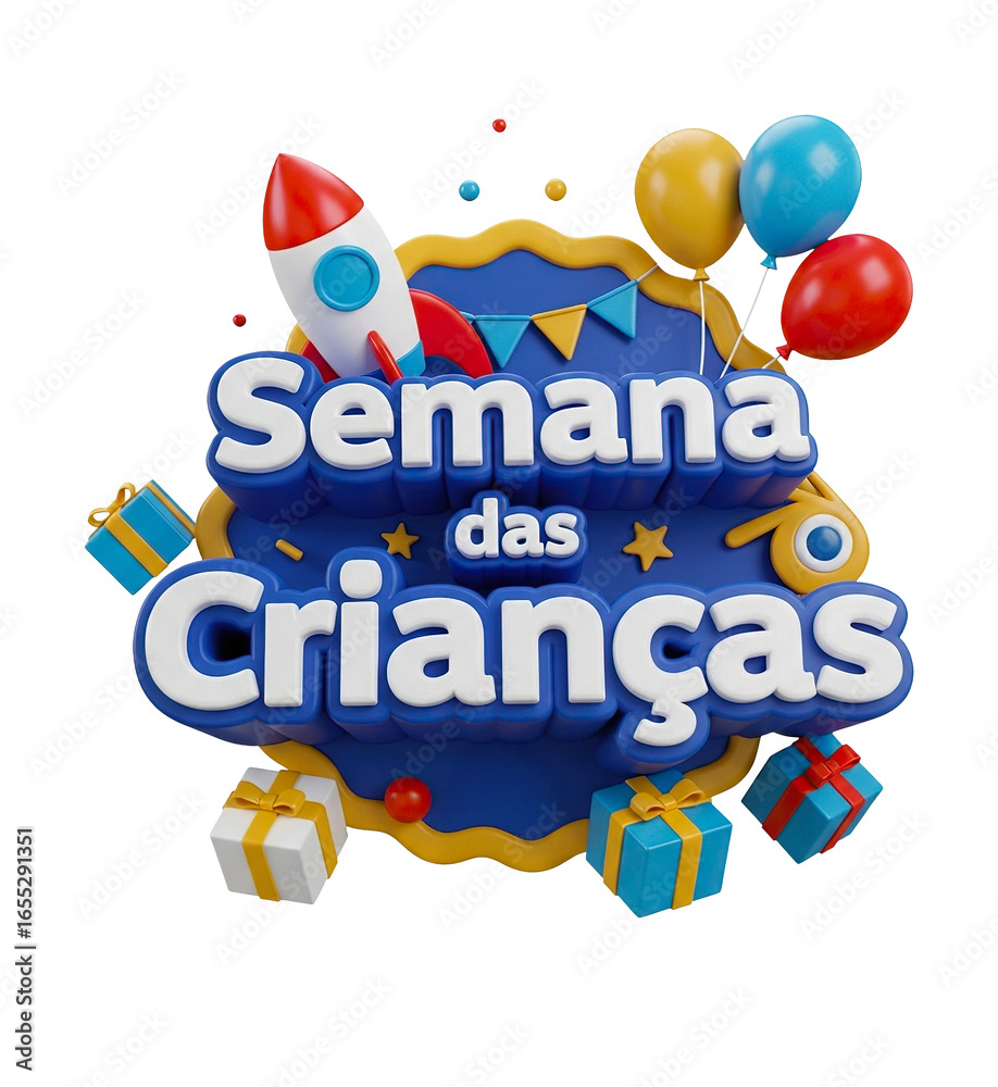 Fototapeta premium Semana das Crianças Selo Festivo Renderizado em 3D