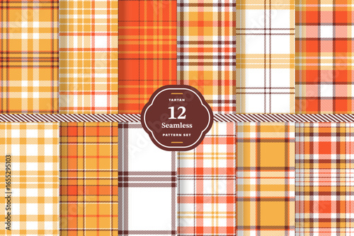 White, Butterscotch, Purple Brown and Tomato seamless pattern set of 12