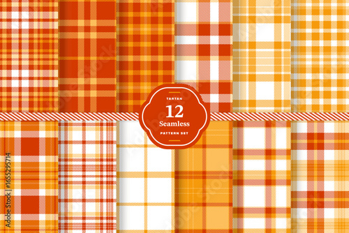 Mango, Butterscotch, Deep Orange and White seamless pattern set of 12