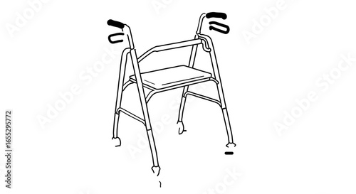 Object explore folding walker with seat for seniors and adults mobility aid and medical equipment for rehabilitation vector