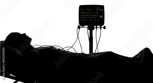 Object medical patient monitoring vital signs in hospital bed with ekg machine and healthcare equipment unit care vector