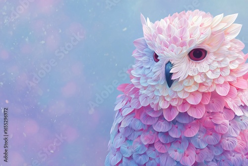 Whimsical Owl with Floral Feathers: A Surreal Fantasy