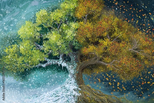 Seasons Unveiled: The Surreal Tree's Journey