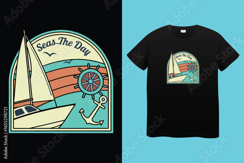 Fototapeta Kayaker Boat T-Shirt Design