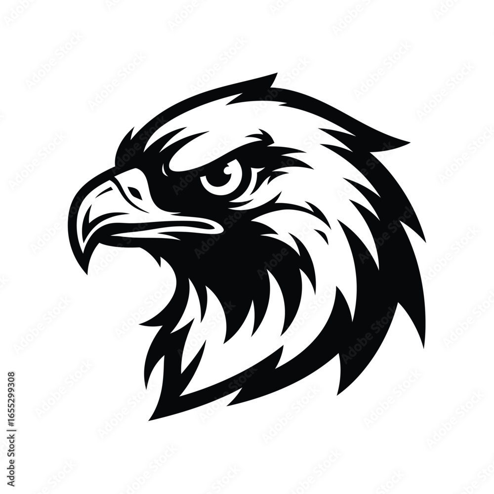 Fototapeta premium Powerful Eagle Head Emblem A Symbol of Strength and Freedom in Black and White