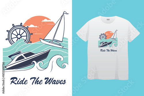 I’m on a boat i got my swim trunks and my flippie-floppies - Boat Captain T Shirt Design, Hand drawn vintage illustration with hand lettering and decoration elements, banner, flyer and mug, Poster, EP