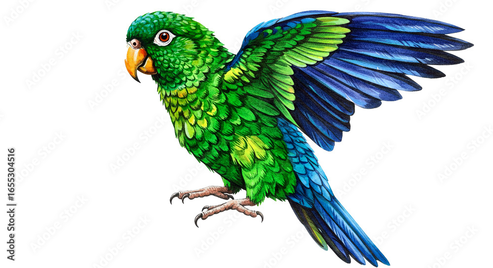 Fototapeta premium Vibrant Tropical Parrot Watercolor Illustration