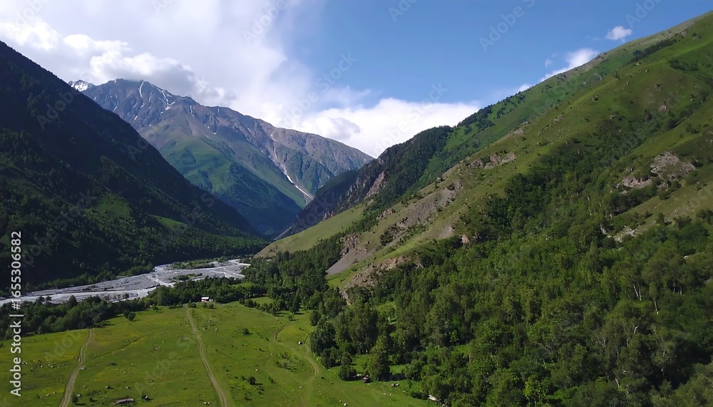 Naklejka premium Mountain valley landscape (1)