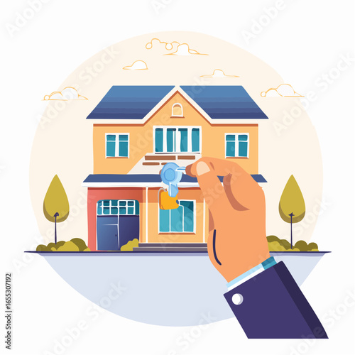Hand Holding House Keys Illustration